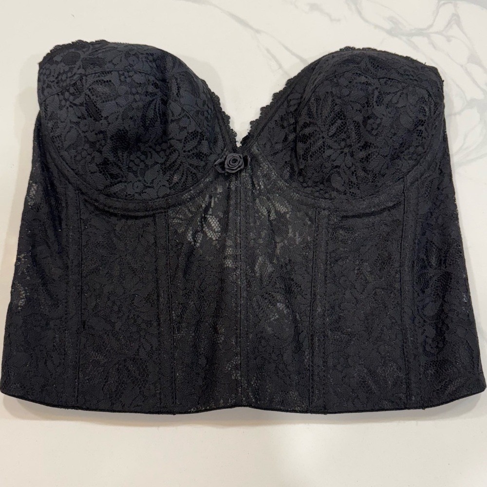 Frederick's of Hollywood Bustier Lace Floral 36C Black Women's